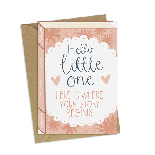 Hello Little One Baby Card – Book Style Gender Neutral New Baby Greeting