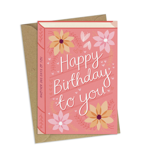 Happy Birthday To You Floral Book Card – Luxury Illustrated Greeting