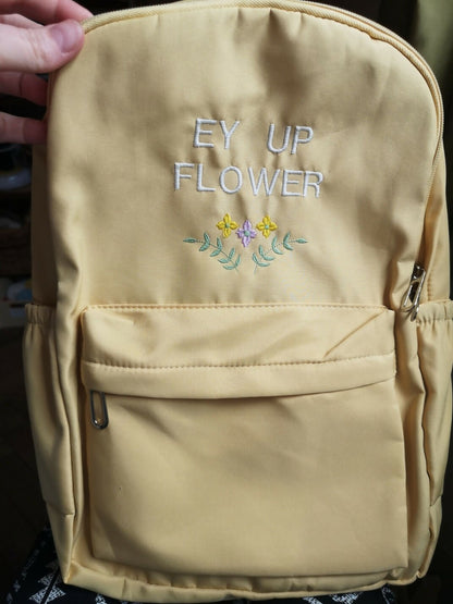 Ey Up Flower Large Yellow lightweight Backpack Rucksack - Forever After Boutique