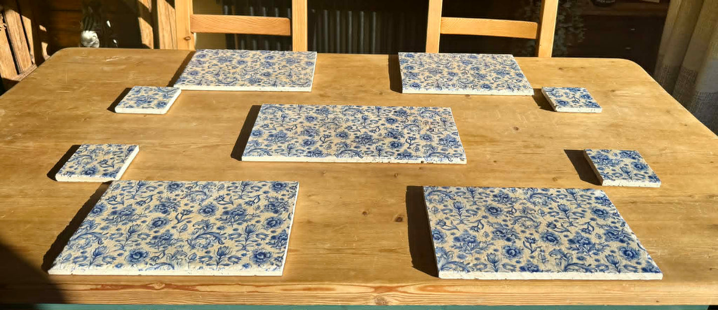 Natural Stone Placemat & Coaster Set (2–8) | Handmade Heat Resistant