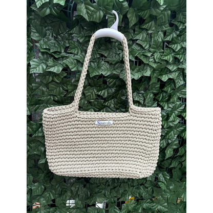 Large Crochet Beach Bag – Handmade, Neutral Cotton Tote
