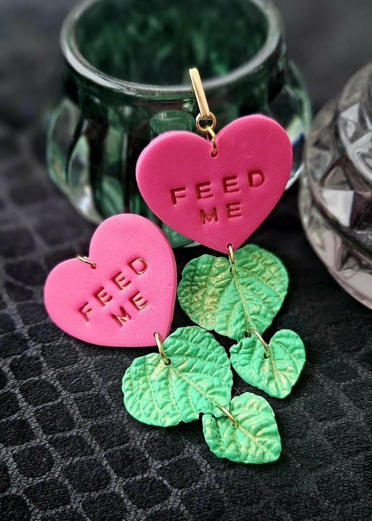 "Feed Me" Heart & Leaf Statement Earrings - Bold & Botanical - Forever After Boutique