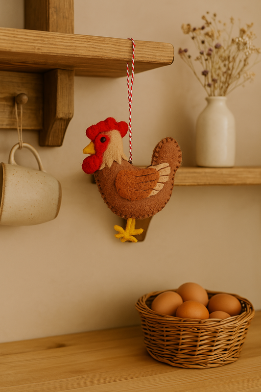 Felt Cockerel Hanging Decoration