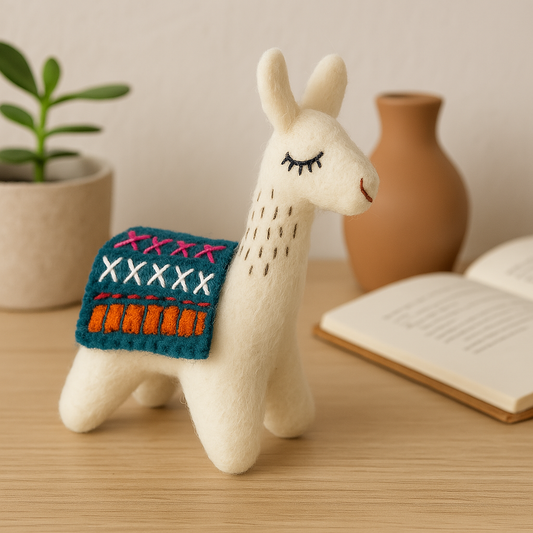 Felt White Llama