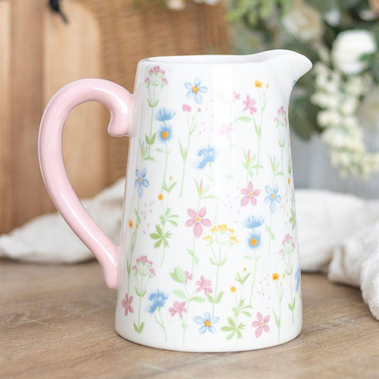 Flower Jug: Spring Bloom Ceramic Flower Jug – Countryside Chic Elegance - Forever After Boutique