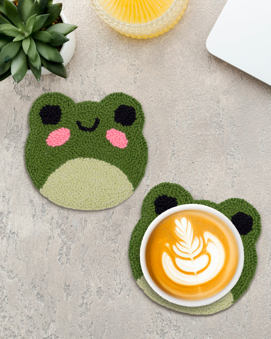 Cute Frog Punch Needle Coaster