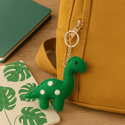 Green Felt Dinosaur Keyring - Forever After Boutique