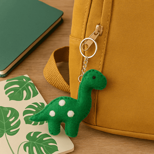 Green Felt Dinosaur Keyring - Forever After Boutique