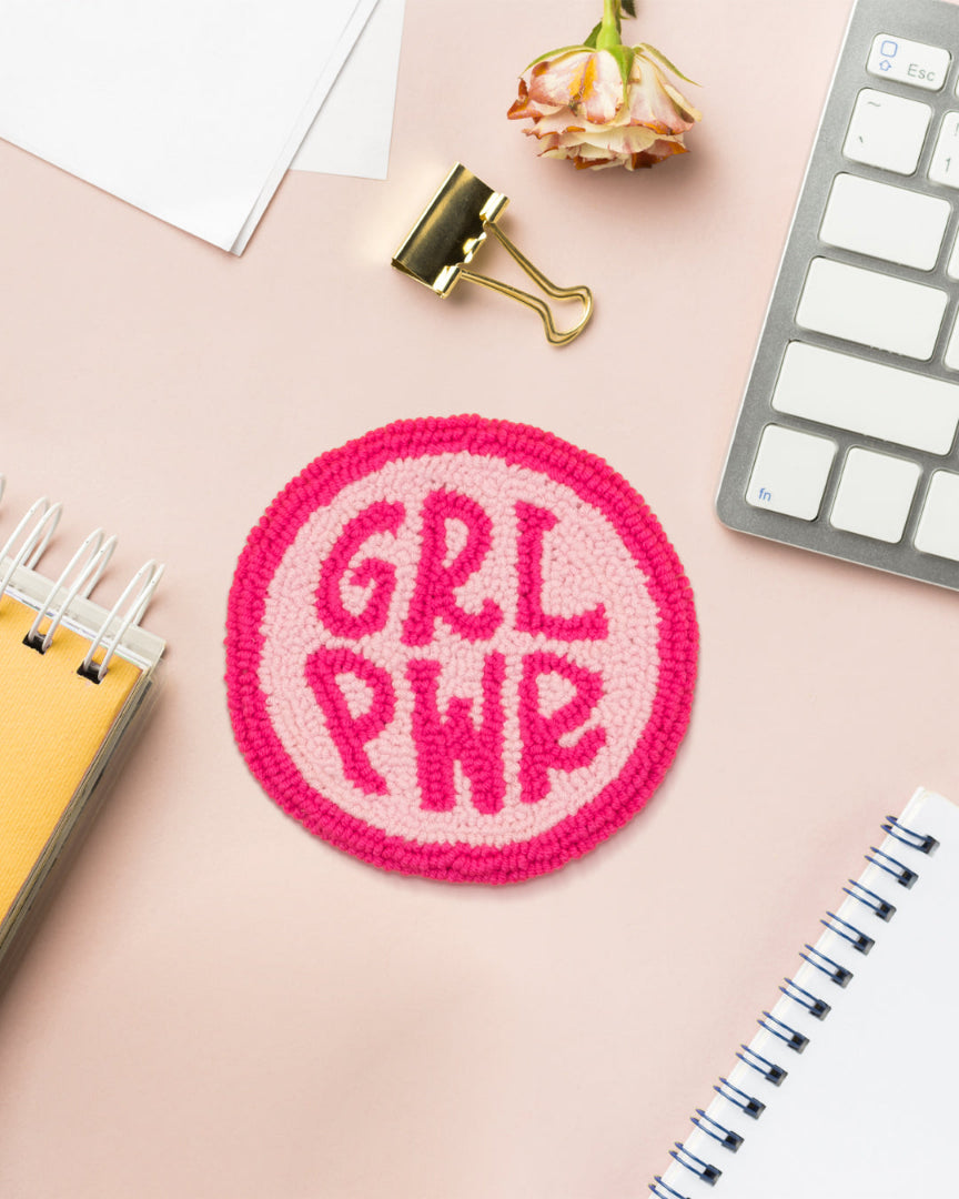 GRL PWR Punch Needle Coasters