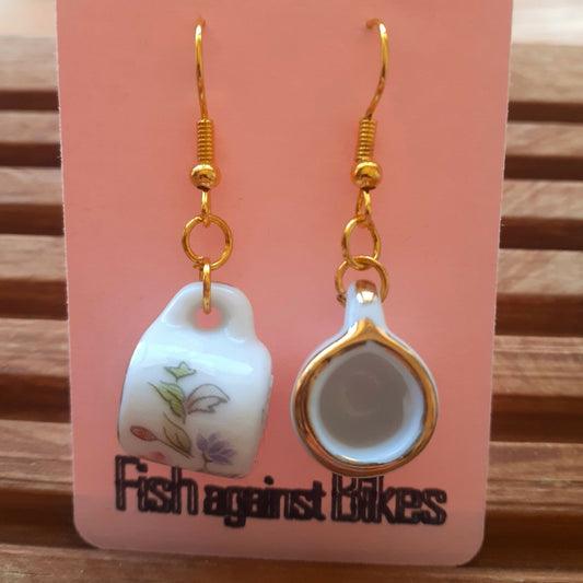 Handpainted ceramic mug earrings - Forever After Boutique