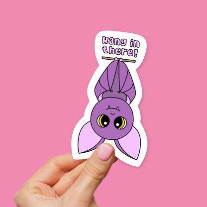 Hang in there - cute halloween bat sticker
