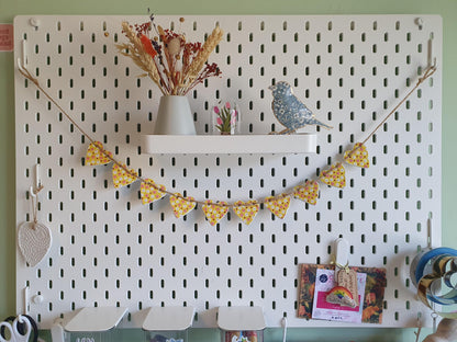 Yellow and Pink Flowers Clay Heart Garland, Summer Home Decor, Maximalist Home Accessory Girls Bedroom Decor, Housewarming New Gift Bunting,