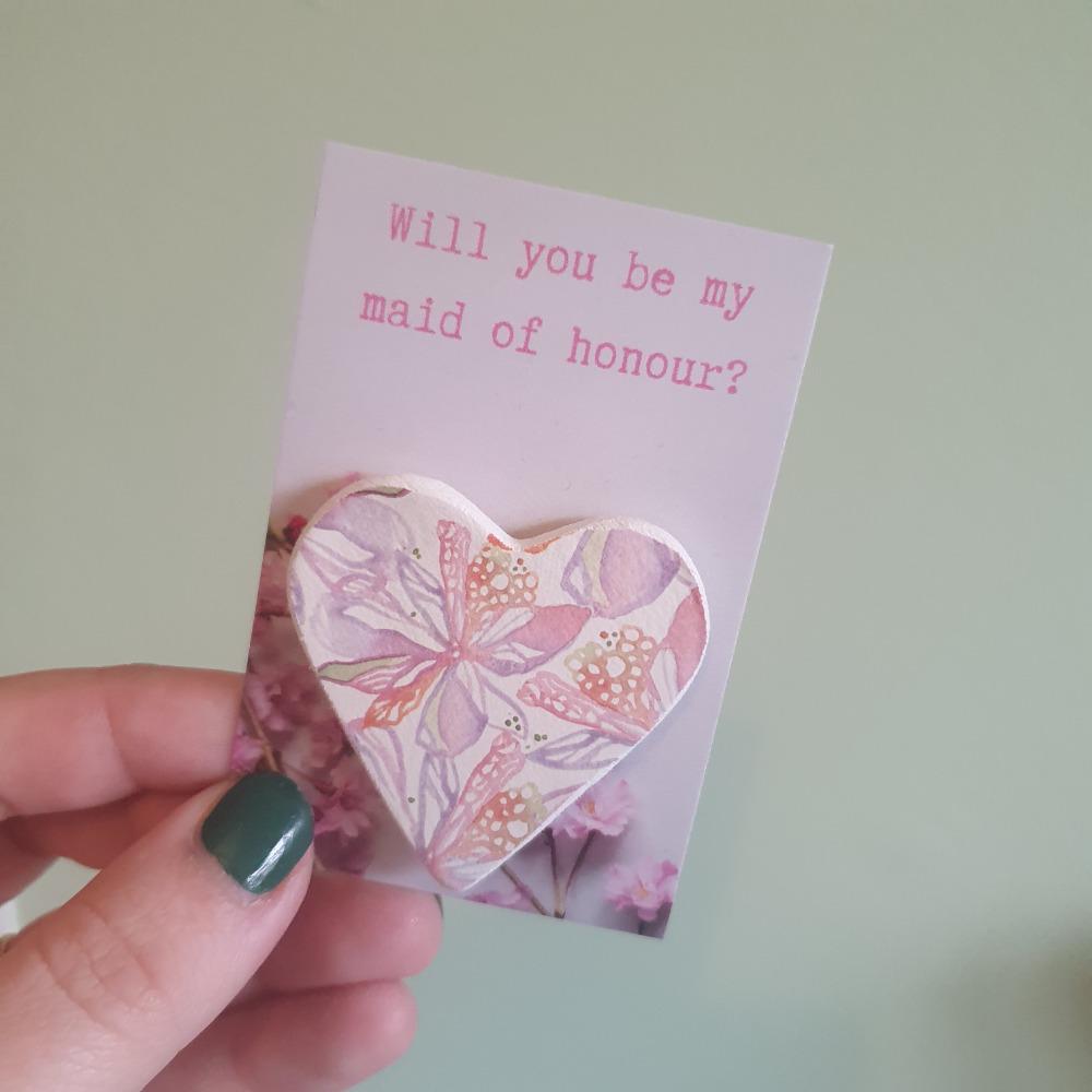 Will You Be My Maid of Honour? - Bridesmaid Proposal - Pink Clay Heart - Bridesmaid Gift - Bridesmaid Keepsake - Chief Bridesmaid