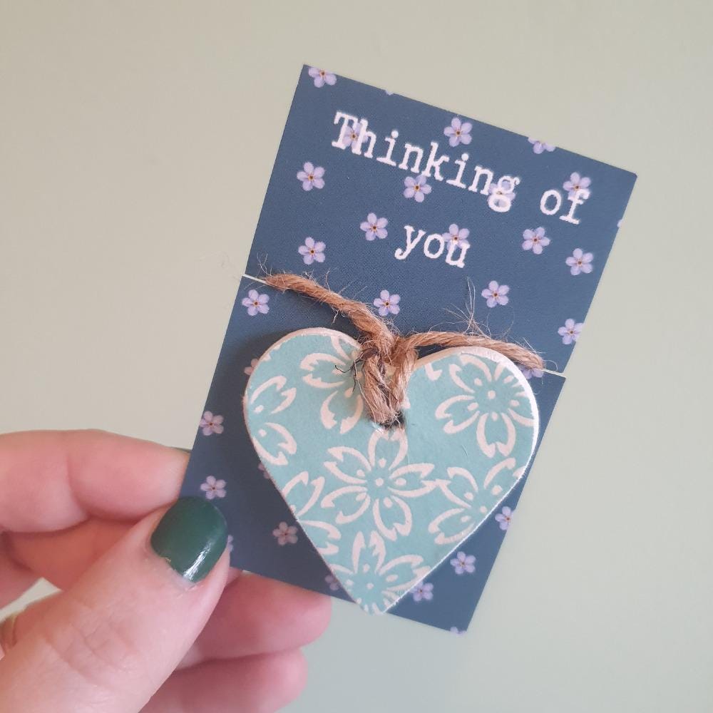 Thinking of You Token Gift - Clay Heart Keepsake Decoration - Pocket Token - Just Because Gift - Sympathy Gift - Sentiment Gift