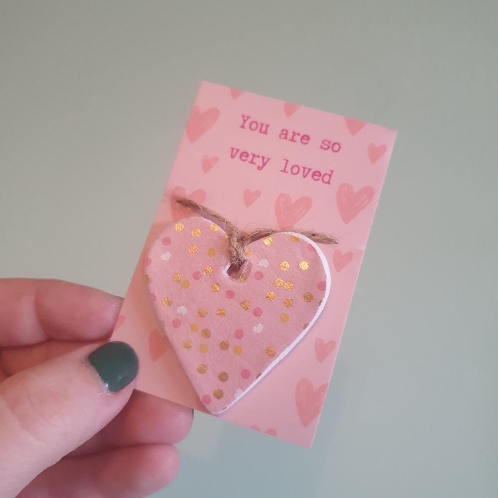 You Are So Loved Clay Heart - Pick -Me-Up Gift - Sentimental Gift - Pocket Token - Wallet Token - Postage Gift