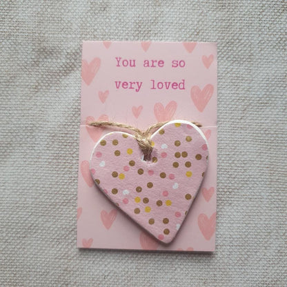 You Are So Loved Clay Heart - Pick -Me-Up Gift - Sentimental Gift - Pocket Token - Wallet Token - Postage Gift