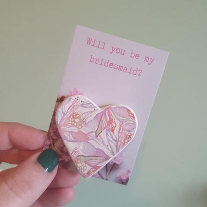 Will You Be My Bridesmaid? - Bridesmaid Proposal - Pink Clay Heart - Bridesmaid Gift - Bridesmaid Keepsake