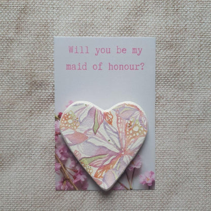 Will You Be My Maid of Honour? - Bridesmaid Proposal - Pink Clay Heart - Bridesmaid Gift - Bridesmaid Keepsake - Chief Bridesmaid
