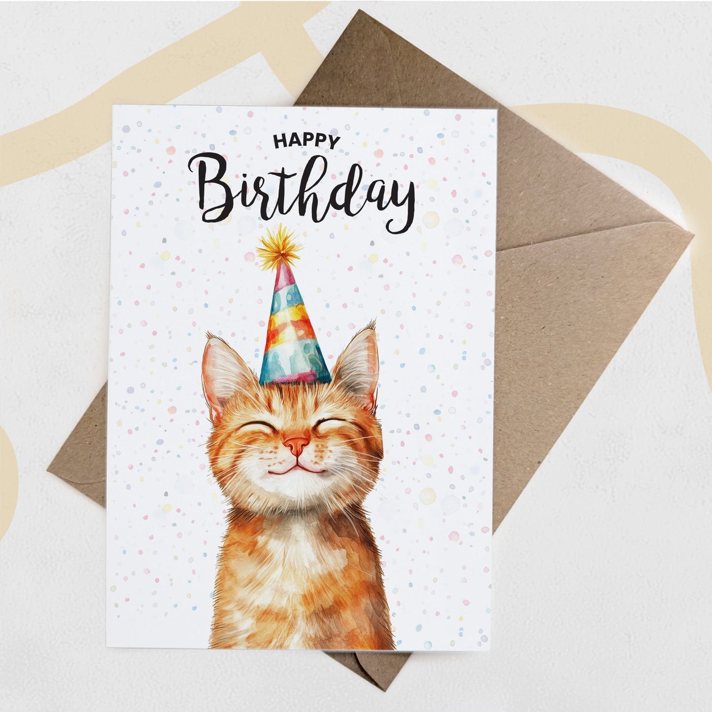 Birthday Card For Him or Her Of A Ginger Cat Illustration For Him or Her Birthday Gift