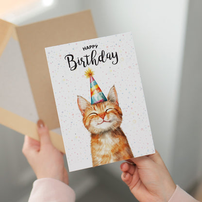 Birthday Card For Him or Her Of A Ginger Cat Illustration For Him or Her Birthday Gift