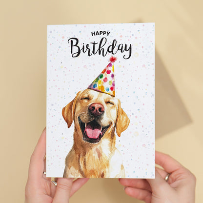 Birthday Card For Him or Her Of A Golden Labrador Dog Illustration For Him or Her Birthday Gift