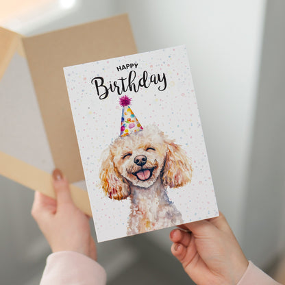 Birthday Card For Him or Her Of A Poodle Dog Illustration For Him or Her Birthday Gift