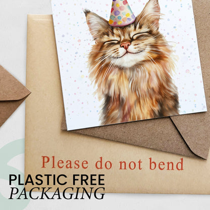 Birthday Card For Him or Her Of A Maine Coon Illustration For Him or Her Birthday Gift