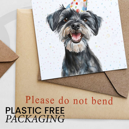 Birthday Card For Him or Her Of A Schnauzer Dog Illustration For Him or Her Birthday Gift