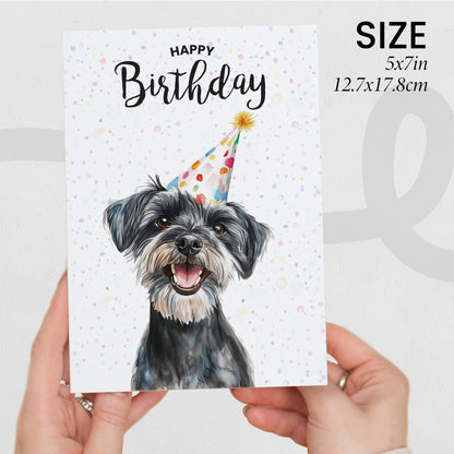 Birthday Card For Him or Her Of A Schnauzer Dog Illustration For Him or Her Birthday Gift