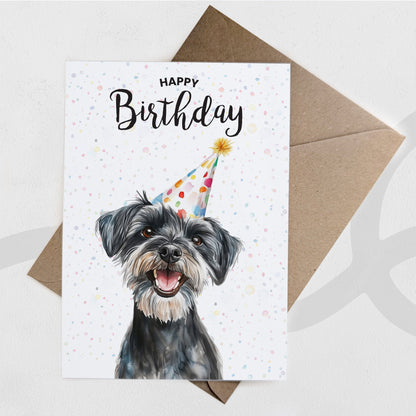 Birthday Card For Him or Her Of A Schnauzer Dog Illustration For Him or Her Birthday Gift