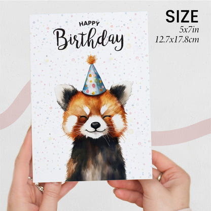 Birthday Card For Him or Her Of A Red Panda Illustration For Him or Her Birthday Gift