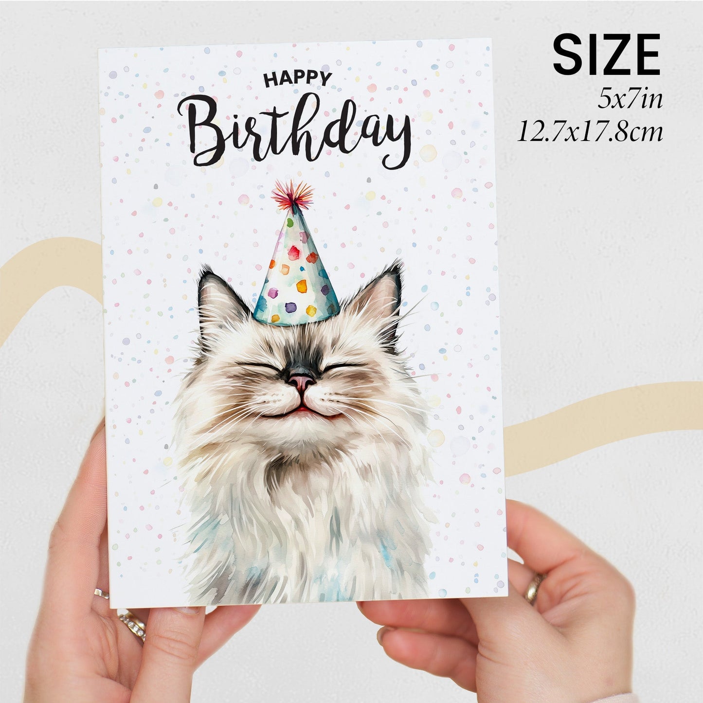 Birthday Card For Him or Her Of A Ragdoll Cat Illustration For Him or Her Birthday Gift