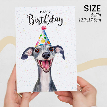 Birthday Card For Him or Her Of A Whippet Dog Illustration For Him or Her Birthday Gift