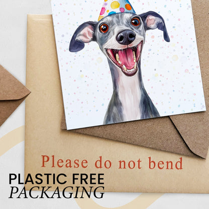 Birthday Card For Him or Her Of A Whippet Dog Illustration For Him or Her Birthday Gift