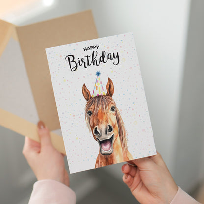 Birthday Card For Him or Her Of A Horse Illustration For Him or Her Birthday Gift