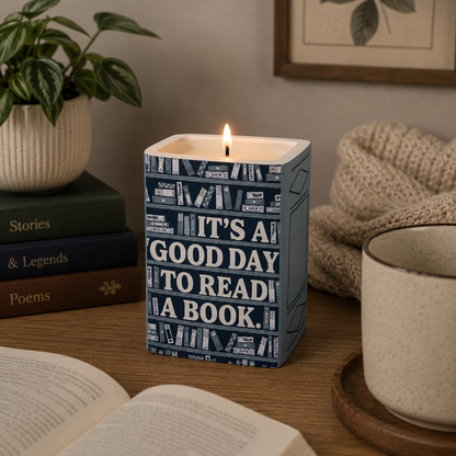 It’s a Good Day to Read a Book Candle | Lime Basil & Bay Book Candle | Literary Soy Wax Candle