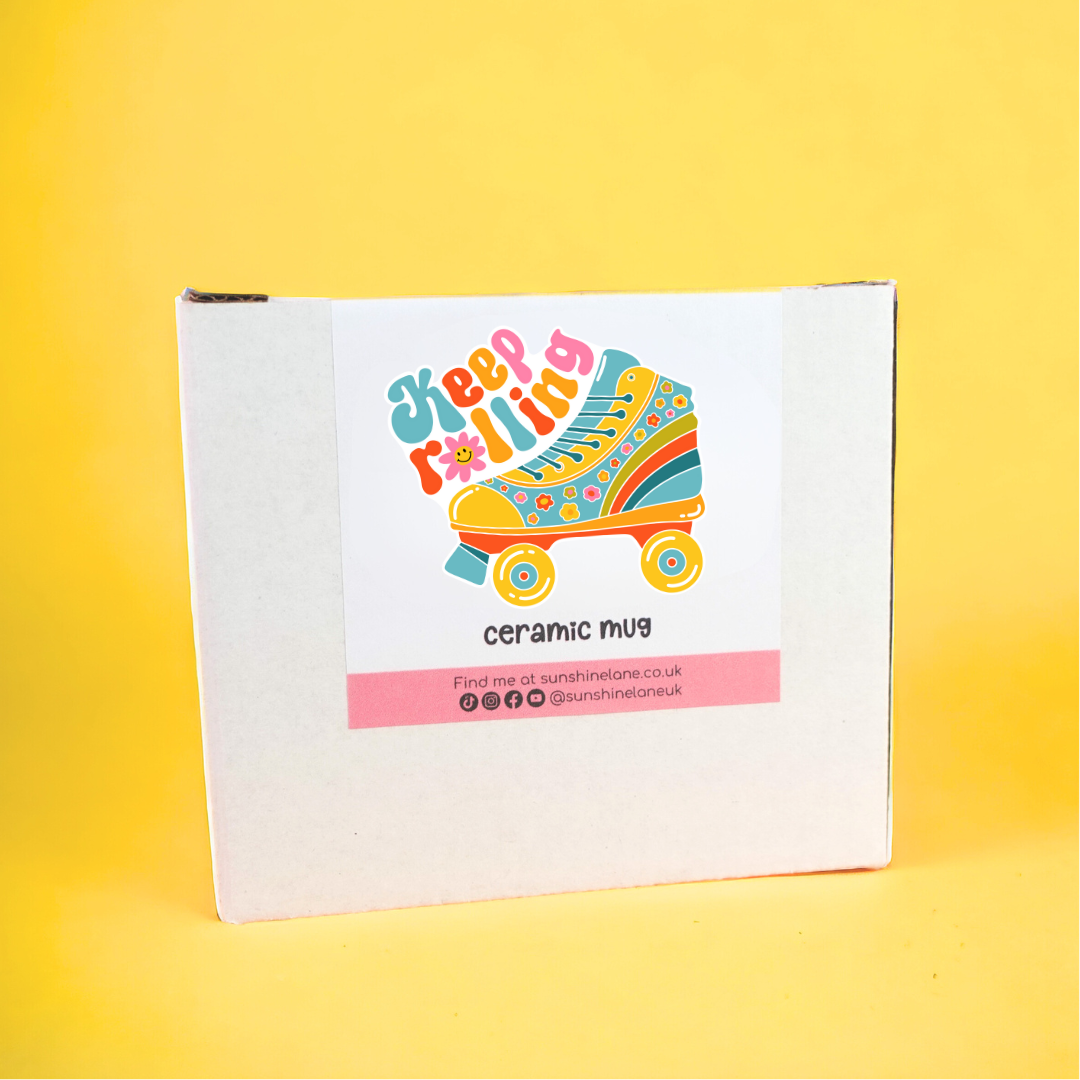 Keep Rolling Ceramic Mug | Retro Rollerskate
