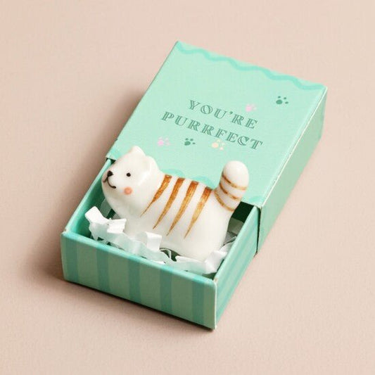 Keepsake Tiny Matchbox Ceramic Cat Token - Forever After Collective
