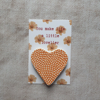 You Make Life A Little Lovelier Sentiment Heart Hug Pocket Token