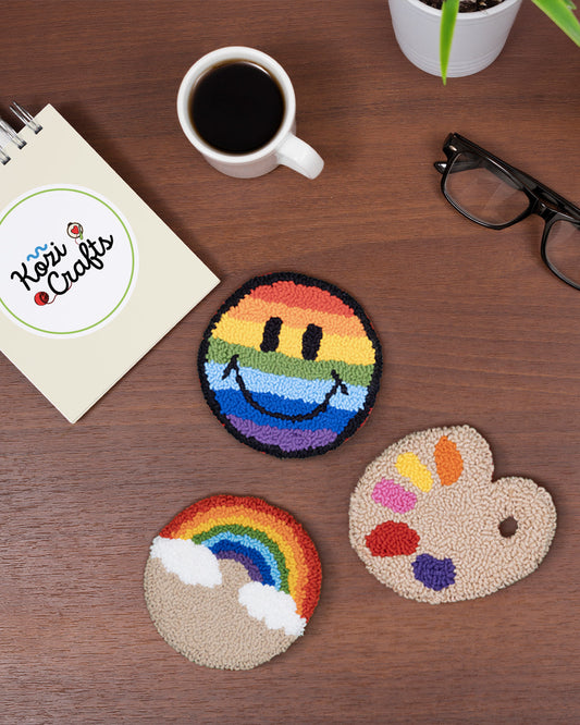 Rainbow & Palette Punch Needle Coasters