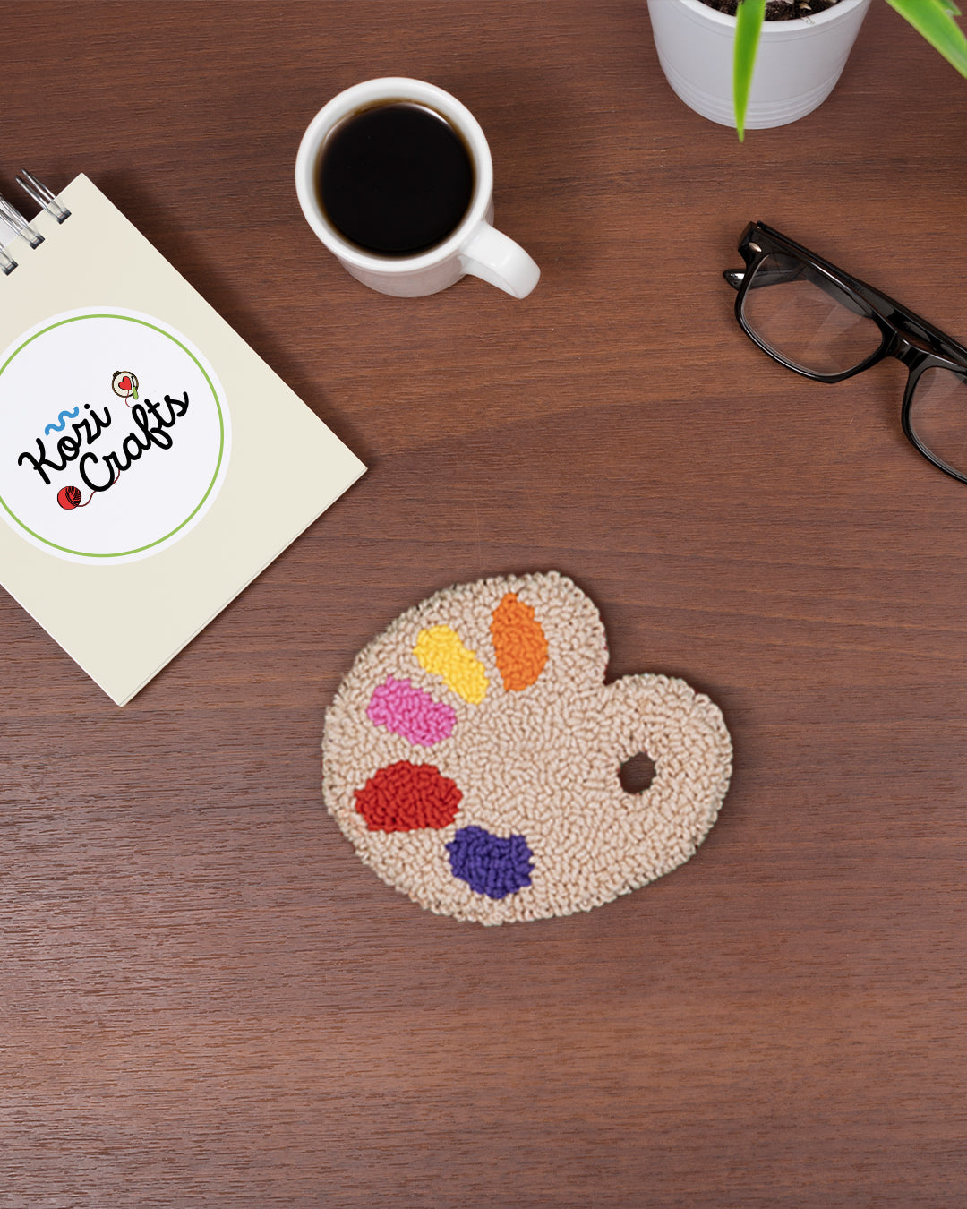 Rainbow & Palette Punch Needle Coasters Palette