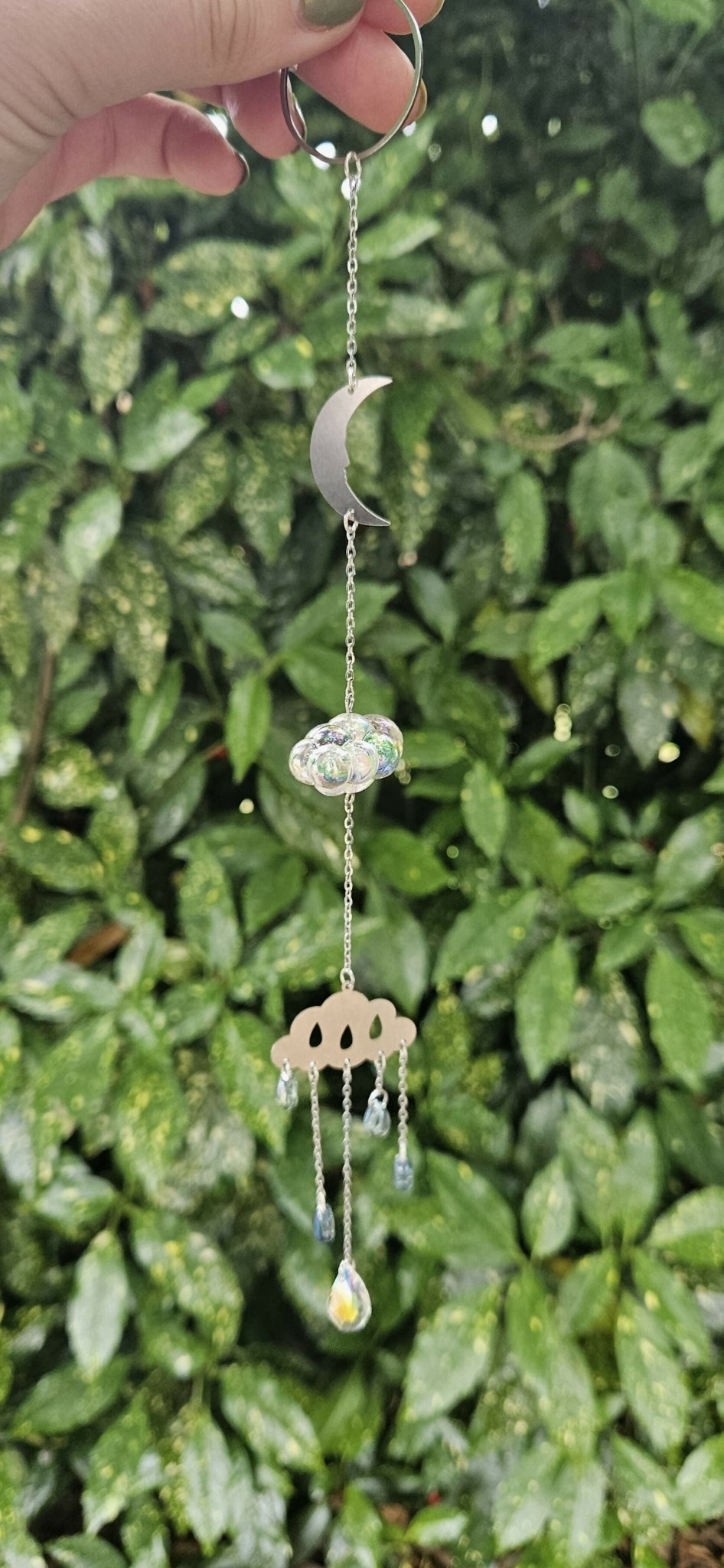 Moon, Cloud & Rain Suncatcher – Celestial Dreamscape Decor - Forever After Boutique