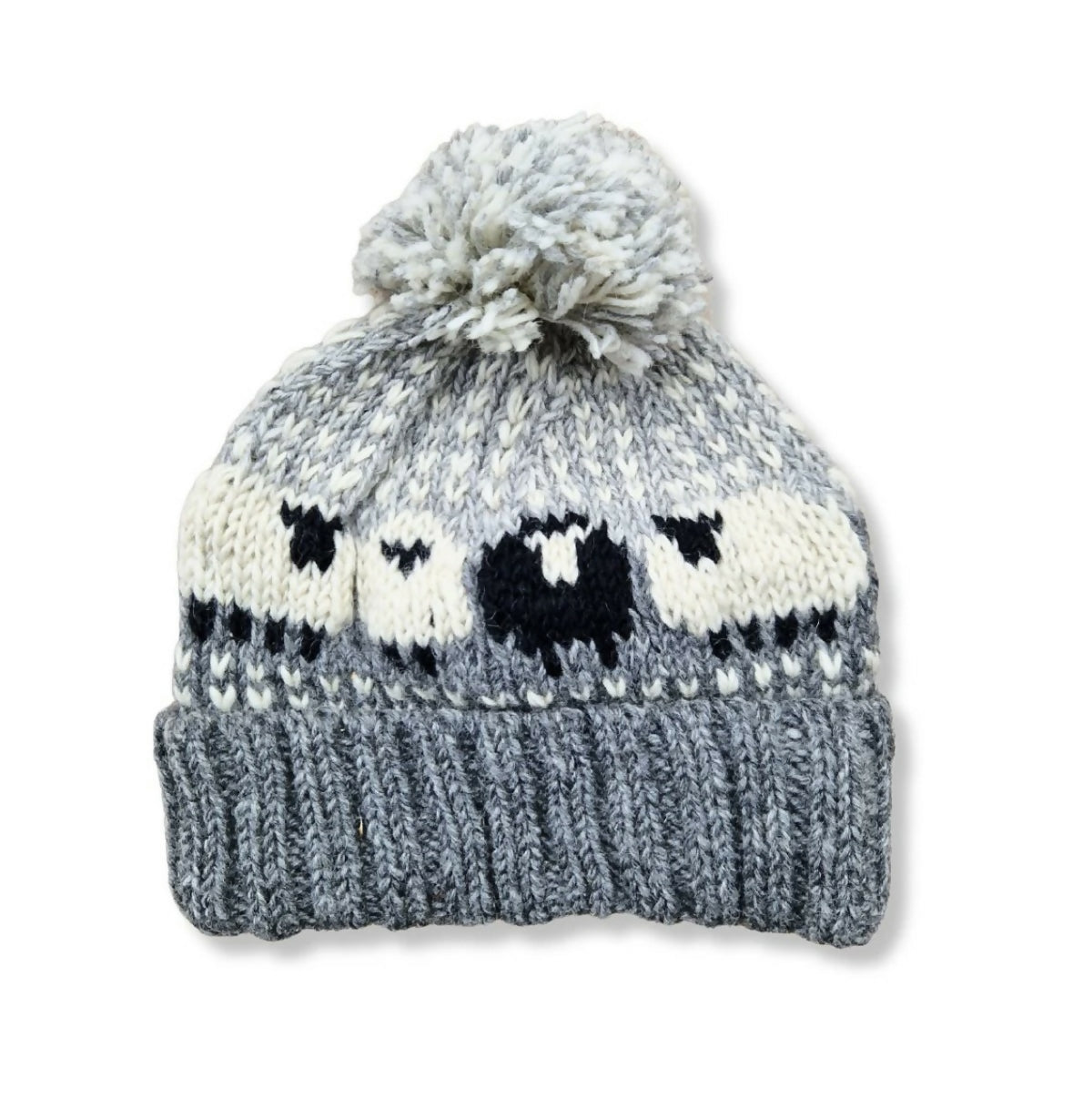 Unisex chunky knitted sheep hat - grey