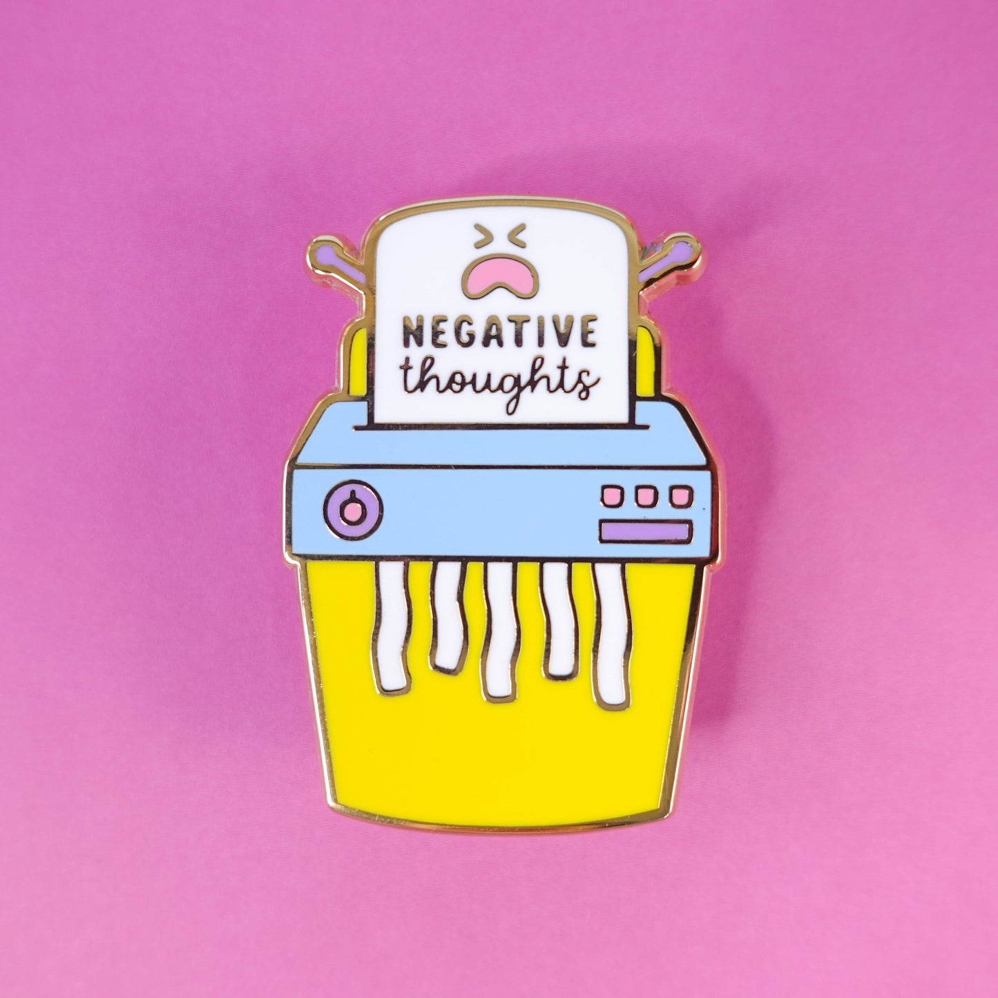 Shred Your Negative Thoughts Gold Enamel Pin