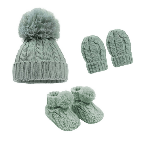 New Baby Hat Gift Set: Sage Green - Forever After Boutique