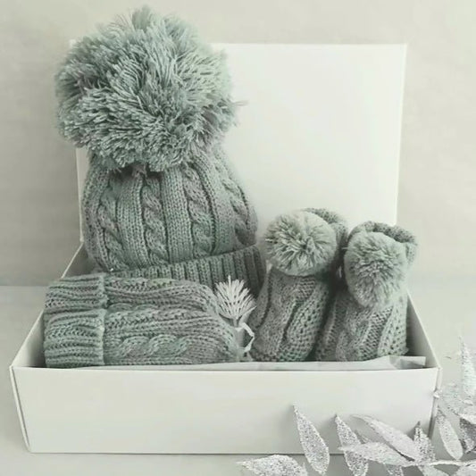 New Baby Hat Gift Set: Sage Green - Forever After Boutique
