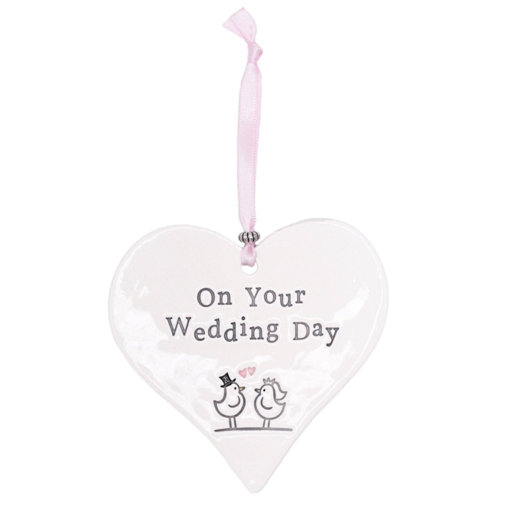 On Your Wedding Day Mr & Mrs: Ceramic Hanging Heart - Forever After Boutique