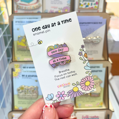 One day at a time gold enamel pin
