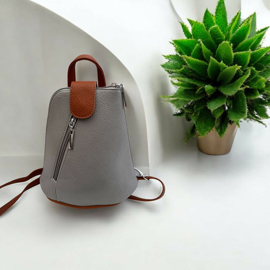 Pale Grey Mini Triangular Backpack - Forever After Boutique