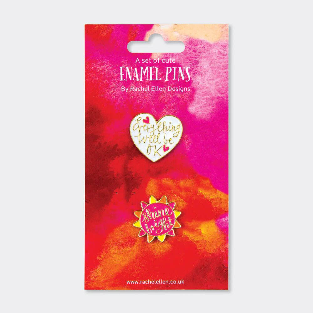 Pin Badge Set: Shine Bright & Everything Will Be OK - Forever After Boutique